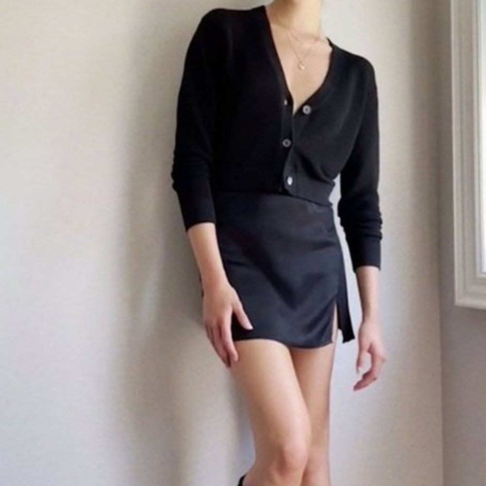 Aritzia Wilfred Muse Satin Mini Skirt in Black